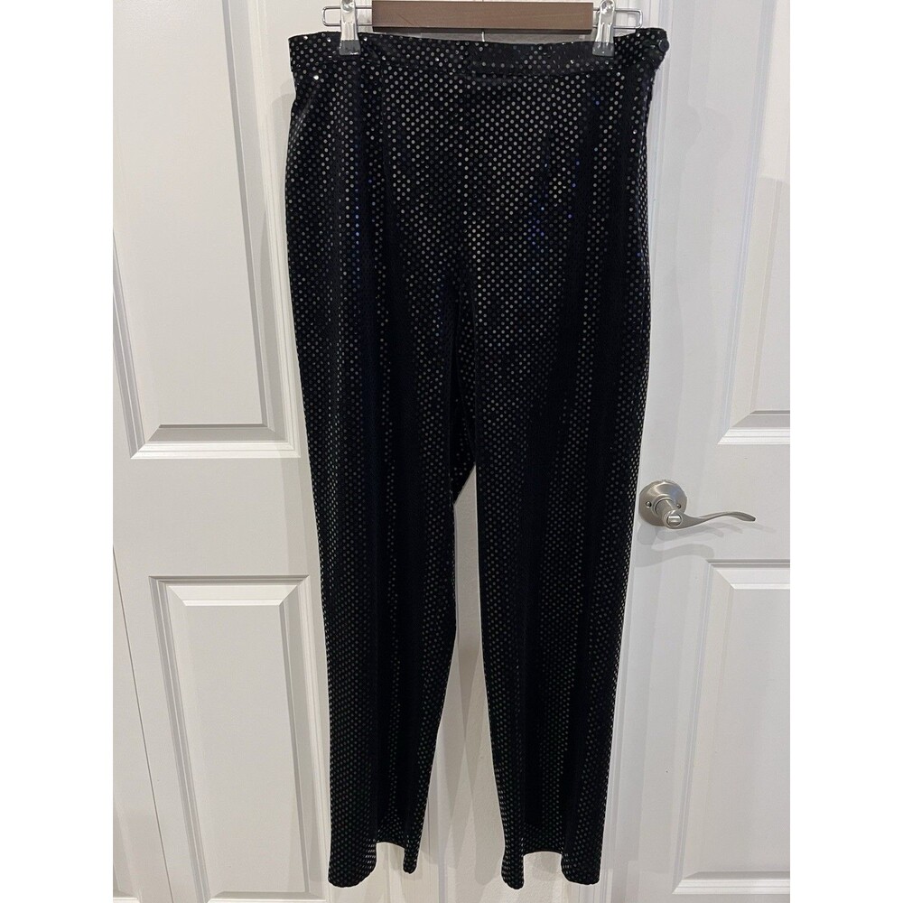 Ladies Notations Sequin-look Black Wide Leg Stretchy Dress Pants M Holiday Glam